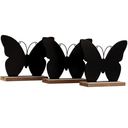 Floristik24 Bordpynt Trædekoration Sommerfugl Sort Natur 12cm 6 Stk