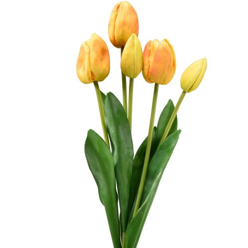 Artikel Orange Gule Tulipaner Dekoration Real Touch Kunstige Blomster 49cm 5 stk