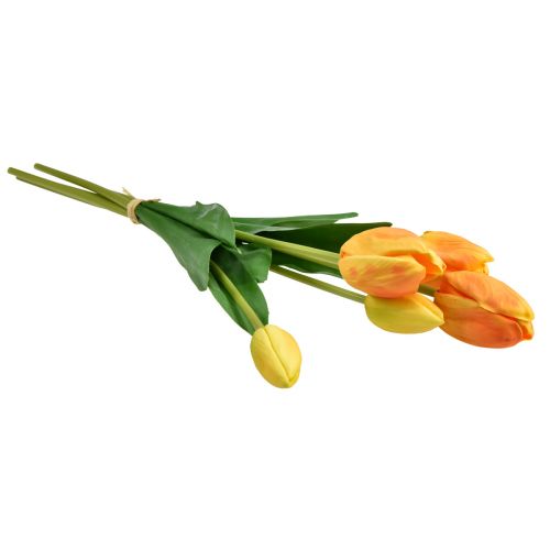 Artikel Orange Gule Tulipaner Dekoration Real Touch Kunstige Blomster 49cm 5 stk
