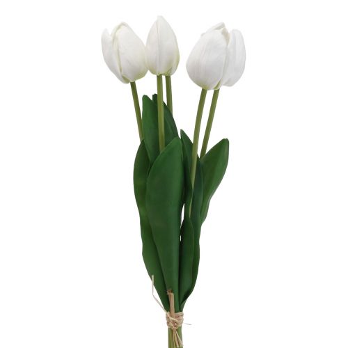 Floristik24 Hvide Tulipaner Dekoration Real Touch Kunstige Blomster Spring 49cm 5stk