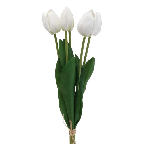 Hvide Tulipaner Dekoration Real Touch Kunstige Blomster Spring 49cm 5 stk