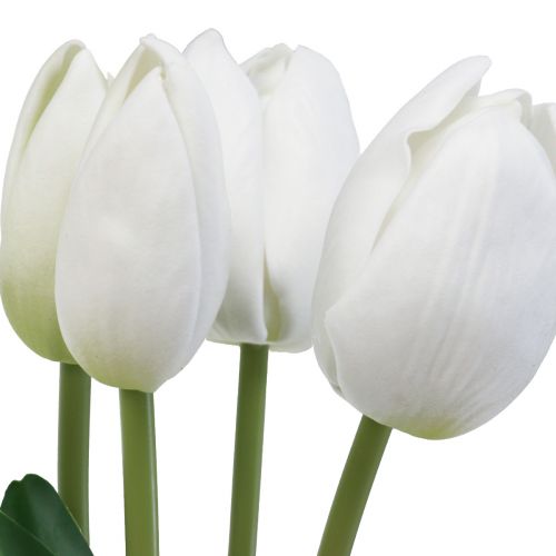 Artikel Hvide Tulipaner Dekoration Real Touch Kunstige Blomster Spring 49cm 5 stk