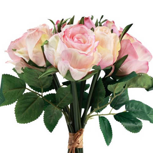 Kunstige roser pink creme kunstige roser dekoration 29cm 12 stk