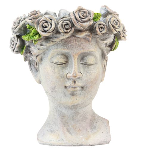 Urtepotte ansigt kvinders buste plantehoved beton look H18cm