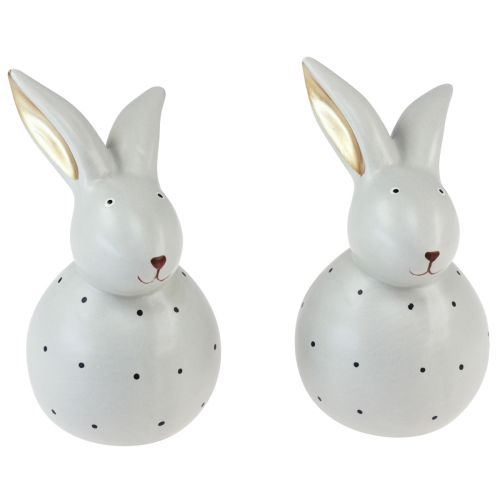 Artikel Påskehare dekorative figurer kaniner med prikmønster 17cm 2stk