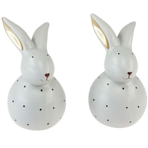 Artikel Påskehare dekorative figurer kaniner med prikmønster 17cm 2stk