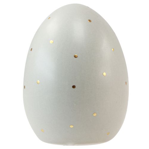 Artikel Keramiske påskeæg dekoration gråguld med prikker 8,5cm 3 stk
