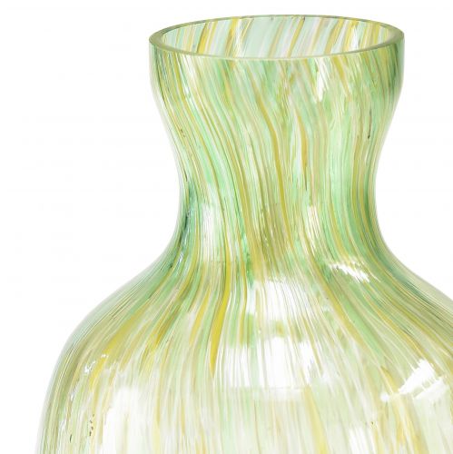 Artikel Dekorativ vase glas blomstervase gul grøn mønster Ø10cm H25cm