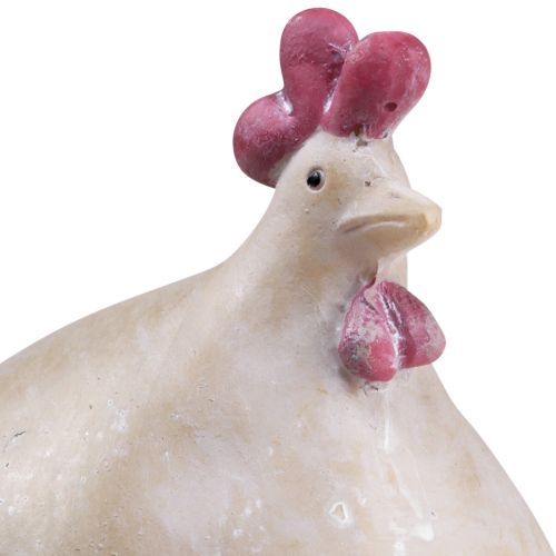 Floristik24 Dekorativ kylling påskedekoration høne figur beige rød 11×8×15,5cm