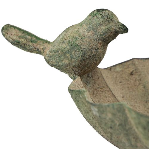 Artikel Dekorativ fuglebadeskål metal antikgrøn 21×17×35,5cm