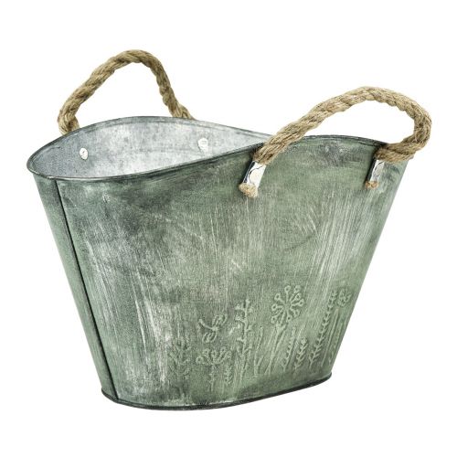 Urtepotte med hanke pose metal jute 24,5×17×15,5cm