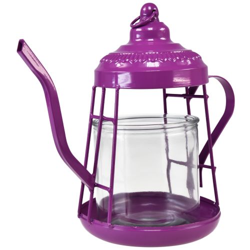 Fyrfadsstage glas lanterne tekande pink Ø15cm H26cm