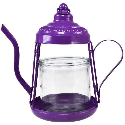 Artikel Fyrfadsstage glas lanterne tekande lilla Ø15cm H26cm