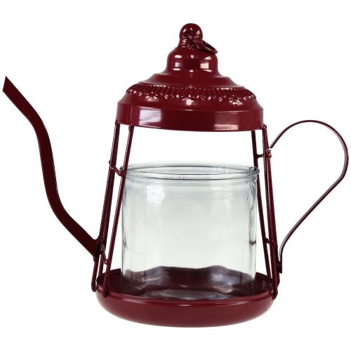 Artikel Fyrfadsstage glas lanterne tekande rød Ø15cm H26cm