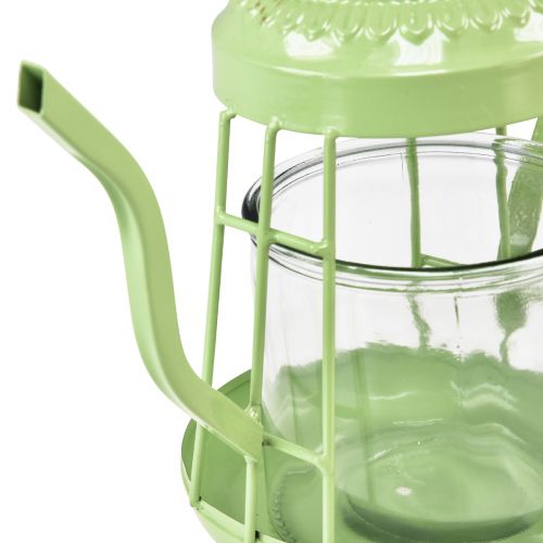 Artikel Fyrfadsstage glas lanterne tekande grøn Ø15cm H26cm
