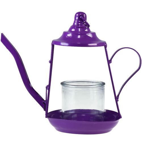 Artikel Fyrfadsstage glas lanterne tekande lilla Ø13cm H22cm