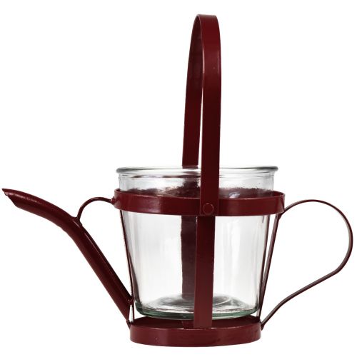 Artikel Lanterne glas dekorativ vandkande metal rød Ø14cm H13cm