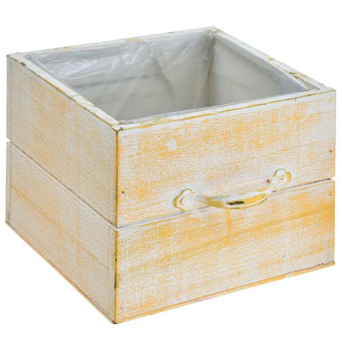 Artikel Planteskuffe med håndtag orange hvidt træ 12/15 cm sæt med 2 stk