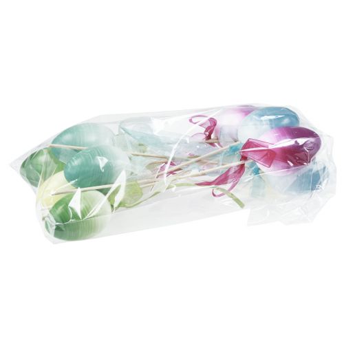 Artikel Blomsterprop påskeæg plastæg farvet 4×5,5cm 10 stk