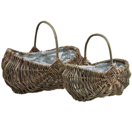 Plantekurv med håndtag oval 35×25/25×18cm sæt med 2 stk