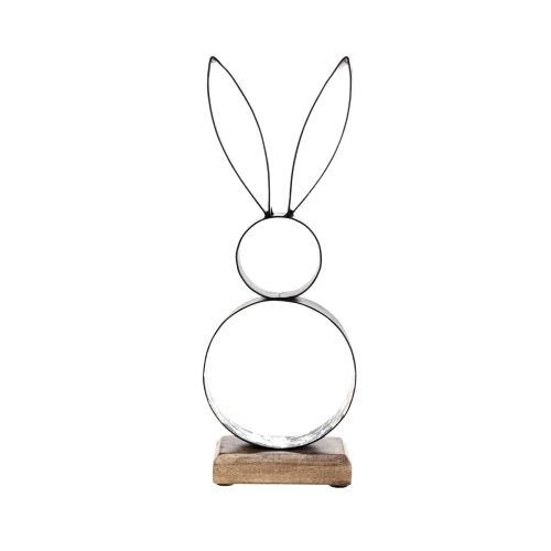Artikel Påskehare sort sølv kaniner metal træ 13,5×37cm