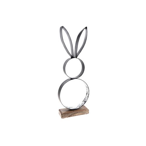Påskehare dekoration metal sort sølv påske figur 11×31cm