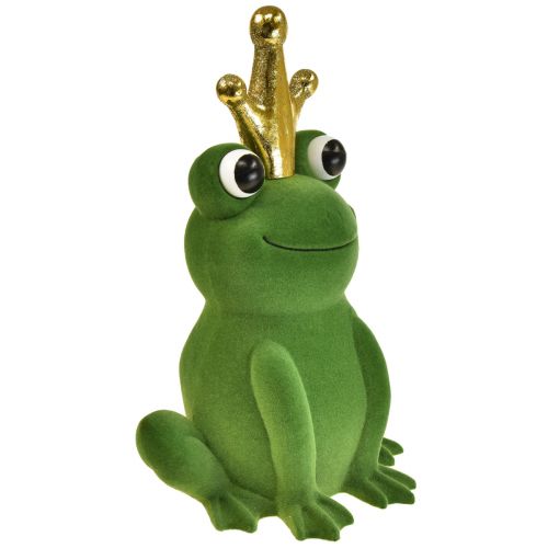 Artikel Dekorativ frø, frøprins, forårsdekoration, frø med guldkrone grøn 40,5cm