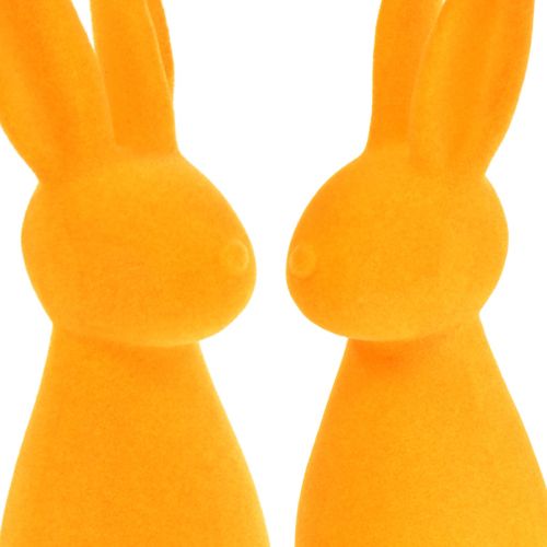 Artikel Påskeharer orange flokkede påskepynt kaniner 8x10x29cm 2stk