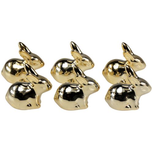 Floristik24 Påskeharer guld keramik siddende metal look 5,5cm 6 stk