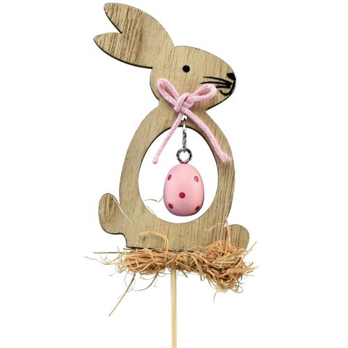 Artikel Blomsterprop træ dekorationsprop kanin med æg 5x8,5cm 12 stk