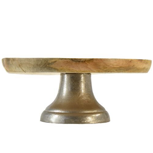 Floristik24 Dekorativ tallerkenbakke træ metalbund natursølv Ø25cm