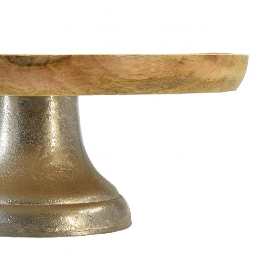 Floristik24 Dekorativ tallerkenbakke træ metalbund natursølv Ø25cm