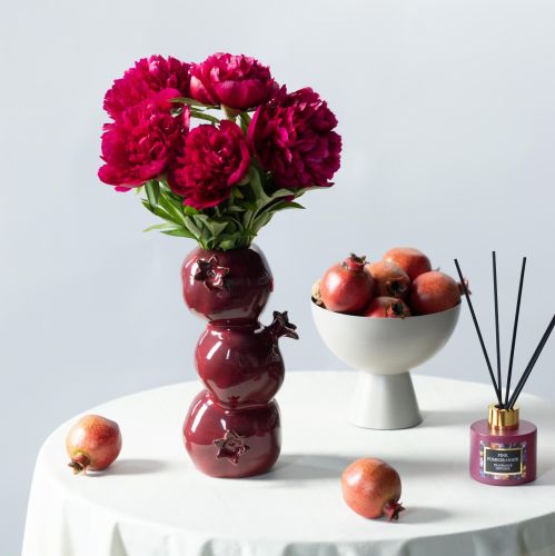 Floristik24 Keramikvase granatæbleblomstvase mørkerød H23,5 cm