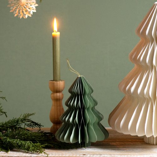 Artikel Papir juletræ mint sølv glimmer H20cm 5 stk