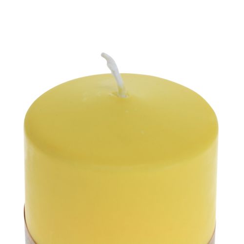 Floristik24 Søjlelys gul citron Wenzellys REN stearinlys 90×70mm