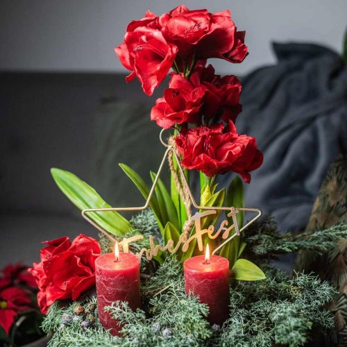 Kunstig amaryllisrød 3 silkeblomster på moskugler H64cm