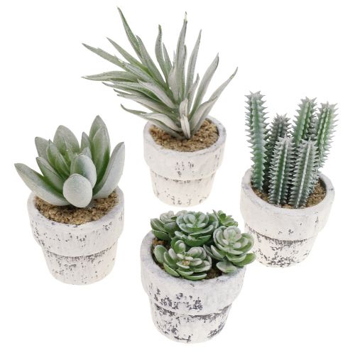 Kunstige sukkulenter i potte kunstige planter grøn Ø4cm 12stk
