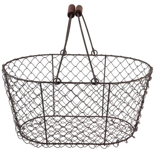 Floristik24 Trådkurv mesh kurv metal kurv rust håndtag træ L30cm