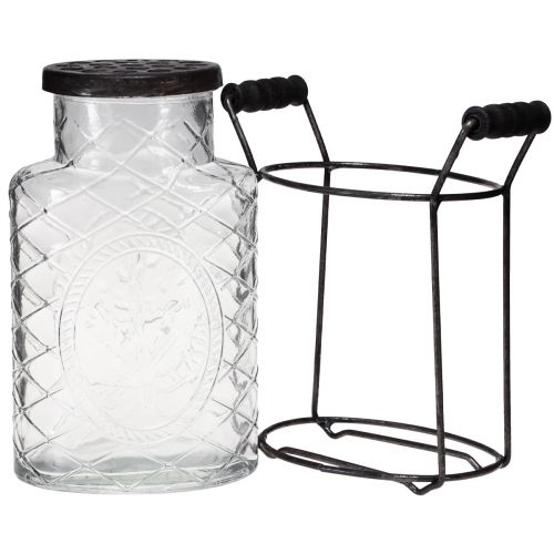 Artikel Glasvase med låg, flaskeholder 16,5×8,5×18,5cm
