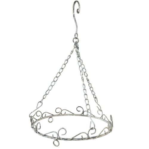 Hængende dekoration metal dekoration grå hvid vintage Ø20cm H30cm