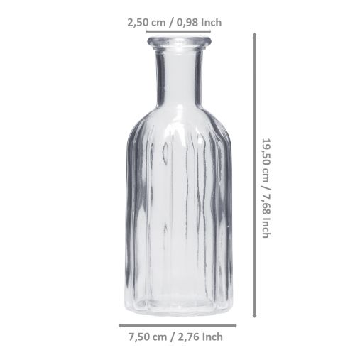 Floristik24 Flaskevase glasvase høj vase klar Ø7,5cm H19,5cm