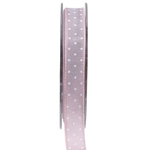Gavebånd pink pyntebånd med prikker 15mm 20m