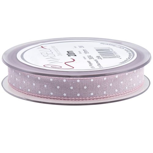 Artikel Gavebånd pink pyntebånd med prikker 15mm 20m