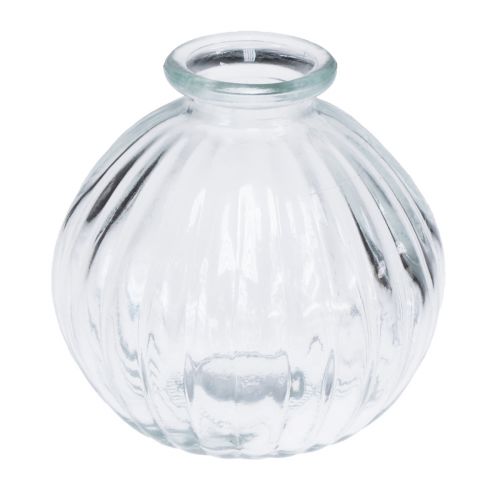 Floristik24 Lille glasvase kuglevase vase klare riller Ø8,5cm H8cm