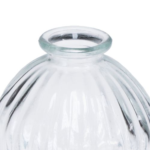 Floristik24 Lille glasvase kuglevase vase klare riller Ø8,5cm H8cm