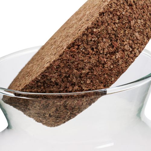 Floristik24 Dekorationsglas med kork Dekorativ vase med låg H25cm Ø24cm