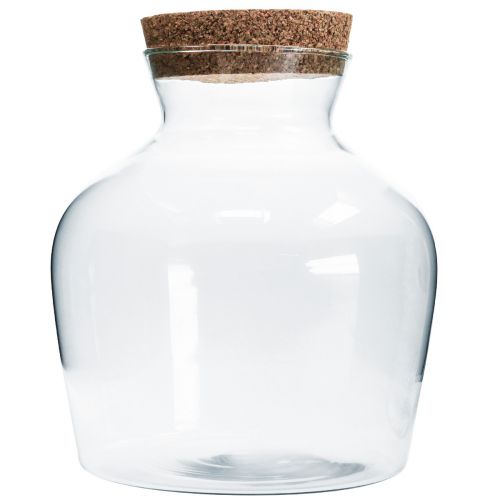 Floristik24 Dekorationsglas med kork Dekorativ vase med låg H25cm Ø24cm