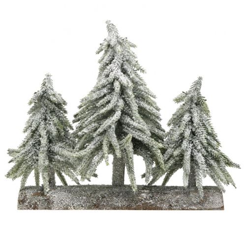 Floristik24 Mini juletræstrio på log juledekoration 28cm
