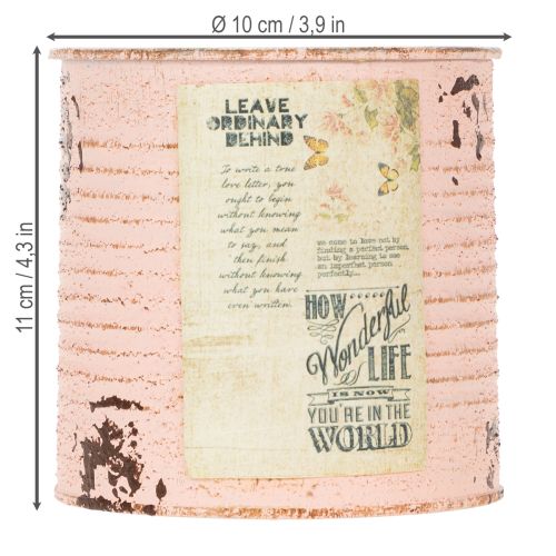 Artikel Blomsterpotte dekorativ dåse laksefarvet metal sommerdekoration Ø11cm H10,5cm