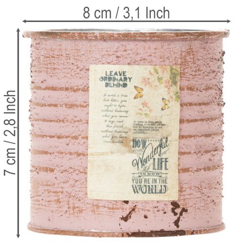 Artikel Blomsterpotte dekorativ blik rund antik rose metalplante Ø8cm H7,5cm